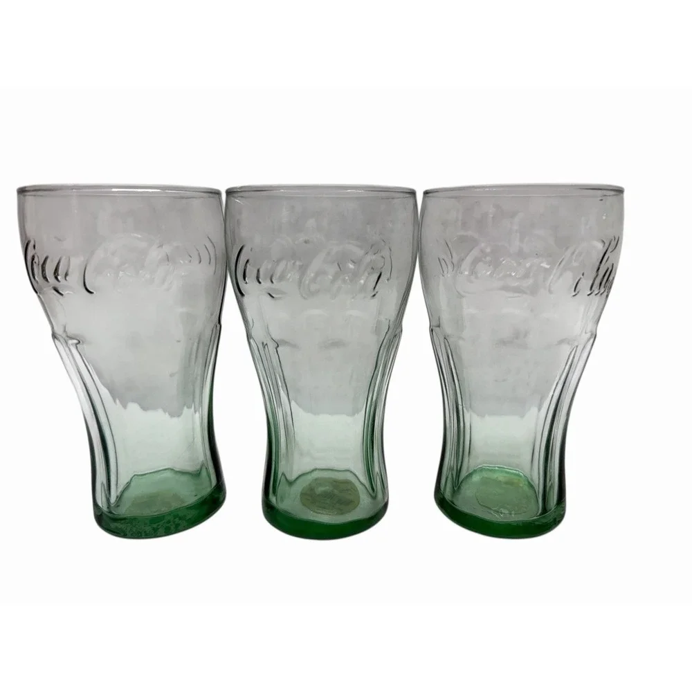 3-Set Coca Cola Drinking Glasses (Green) 16.7oz. (494ml) New With Tags‎